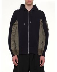 Sacai - Sponge Sweat X Nylon Twill Zip Hoodie - Lyst