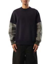 Sacai - X Nylon Twill X Sponge Sweatshirt, /Khaki, 100% Cotton - Lyst