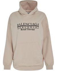 Balenciaga - Retail Therapy Wide Fit Hoodie, Chalky/, 100% Cotton - Lyst