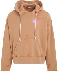 Palm Angels - Pxp Painted Raw Cut Hoodie, Long Sleeves, Camel/, 100% Cotton, Size: Medium - Lyst