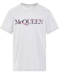 Alexander McQueen - Logo Print T-Shirt, Short Sleeves, , 100% Cotton - Lyst