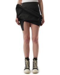 Rick Owens - Denim Draped Mini Skirt, , 100% Cotton - Lyst