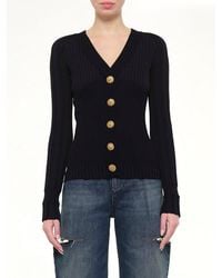 Balmain - Ls Buttoned V-Neck Light Knit Cardigan - Lyst