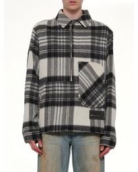 we11done - Check Anorak Wool Shirt - Lyst