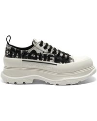 Alexander McQueen - Tread Slick Graffiti Lace-Up Sneakers, /, 100% Calf Leather - Lyst
