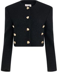 Alexander McQueen - Boxy Tweed Jacket, Round Neck, Long Sleeves, , 100% Cotton - Lyst
