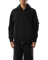 Sacai - Sponge Sweat Nylon Twill Zip Hoodie, Long Sleeves, 100% Cotton - Lyst