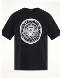 Balmain - Coin Flock Straight Fit T-Shirt - Lyst