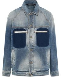 Palm Angels - Reserve Dye Loose Denim Jacket, Long Sleeves, Light, 100% Cotton, Size: Medium - Lyst