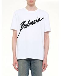 Balmain - Letter Flock T-Shirt Reg Fit - Lyst