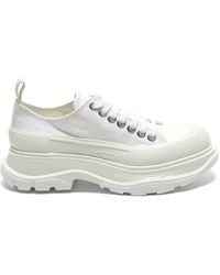 McQueen - Tread Slick Canvas Lace Up Shoes In White/white - Lyst