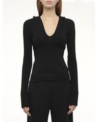 Fax Copy Express - Hooded V-Neck Long Sleeve Top - Lyst