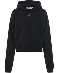 Off-White c/o Virgil Abloh - Off Stamp Cropped Hoodie In Black/white - Lyst