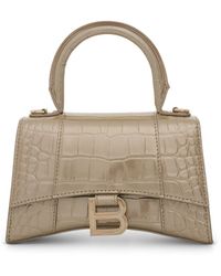 Balenciaga - Hourglass Xs Metallized Croco Embossed Bag, Light, 100% Leather - Lyst
