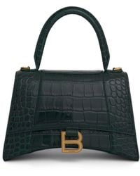 Balenciaga - Hourglass Small Croco Embossed Bag, Forest, 100% Leather - Lyst