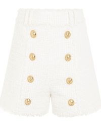 Balmain - High Waisted 8 Buttons Shorts, 100% Cotton - Lyst