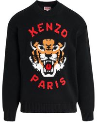 KENZO - Lucky Tiger Knit Sweater, Round Neck, Long Sleeves, , 100% Cotton - Lyst