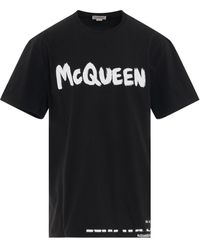 Alexander McQueen - Graffiti Print Logo Long Sleeve T-shirt In Black - Lyst