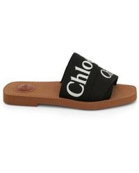 Chloé - Woody Flat Mule Sandals, , 100% Fabric - Lyst