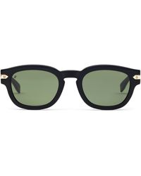Hublot Black Matte Rounded Key Sunglasses With Green Lens