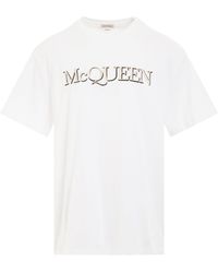 Alexander McQueen - Logo Embroidered T-Shirt, Short Sleeves, /Mix, 100% Cotton - Lyst