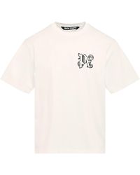 Palm Angels - 'Classic Monogram T-Shirt, Round Neck, Short Sleeves, , 100% Cotton, Size: Small - Lyst