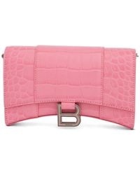Balenciaga - Hourglass Embossed Croco Wallet On Chain, 100% Leather - Lyst