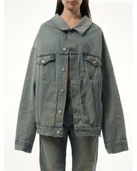 Balenciaga - Off Shoulder Selvedge Denim Jacket - Lyst