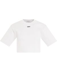 Off-White c/o Virgil Abloh - Off- 'Off Stamp Rib Crop T-Shirt, Round Neck, Short Sleeves, 100% Cotton, Size: Small - Lyst