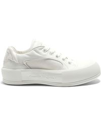 Alexander McQueen - New Deck Lace-Up Plimsoll Sneakers, , 100% Calf Leather - Lyst