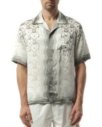 CASABLANCA - Graident Heart Monogram Cuban Collar Shirt, Short Sleeves, 100% Silk, Size: Medium - Lyst