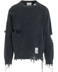 Maison Mihara Yasuhiro - Bleached Knit Sweater, Long Sleeves, , 100% Cotton - Lyst