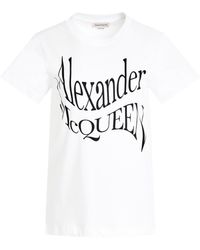 Alexander McQueen - Warped Print T-Shirt, Short Sleeves, , 100% Cotton - Lyst