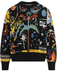 Palm Angels - Starry Night Jacquard Sweater, Long Sleeves, , 100% Cotton, Size: Medium - Lyst