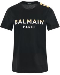 Balmain - 3 Buttons Foil Logo T-Shirt, Round Neck, Short Sleeves, /, 100% Cotton - Lyst