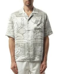 CASABLANCA - Sacred Stone Cuban Collar Shirt, Short Sleeves, 100% Silk, Size: Medium - Lyst