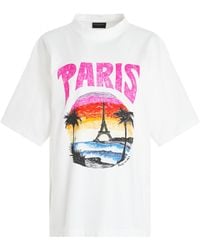 Balenciaga - 'Tropical Paris Logo T-Shirt, Short Sleeves, /, 100% Cotton, Size: Small - Lyst