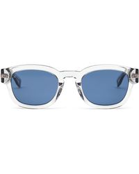 Hublot Crystal Gray Rounded Key Sunglasses With Solid Blue Lens
