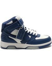 Off-White c/o Virgil Abloh - Out Of Office Mid Top Leather Sneakers, /Royal, 100% Rubber - Lyst