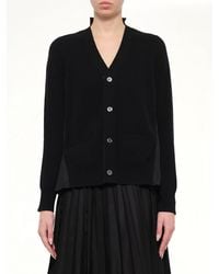 Sacai - Wool Knit X Cotton Poplin Cardigan - Lyst