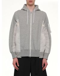 Sacai - Sponge Sweat X Nylon Twill Hoodie - Lyst