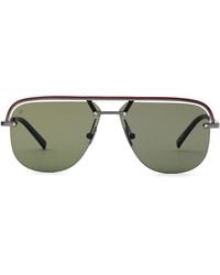 Hublot Gun Matte Aviator Sunglasses With Green Lens - Multicolor