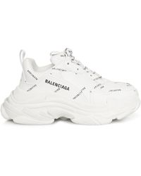 Balenciaga - Allover Logo Triple S Sneakers, /, 100% Polyester - Lyst