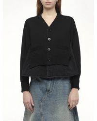 Sacai - X Denim X Knit Cardigan, 100% Polyester - Lyst