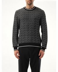 Balmain - 3D Monogram Vanise Knit Sweater, Round Neck, Long Sleeves, Size: Medium - Lyst