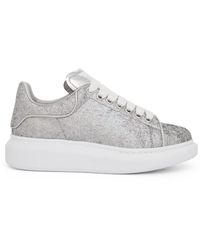 Alexander McQueen Silver Snakeskin Sneakers in Metallic