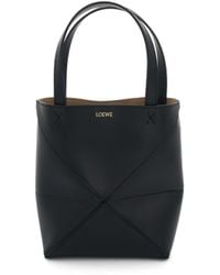Loewe - Mini Puzzle Fold Tote Bag In Calfskin In Black - Lyst