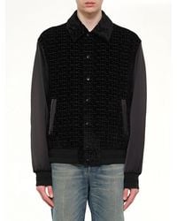 Balmain - Monogram Velvet/Satin Bomber Jacket - Lyst