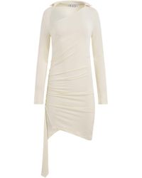 Off-White c/o Virgil Abloh - Off- Viscose Crepe Draped Mini Dress, Long Sleeves - Lyst