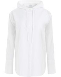Loewe - Anagram Hooded Shirt In White - Lyst
